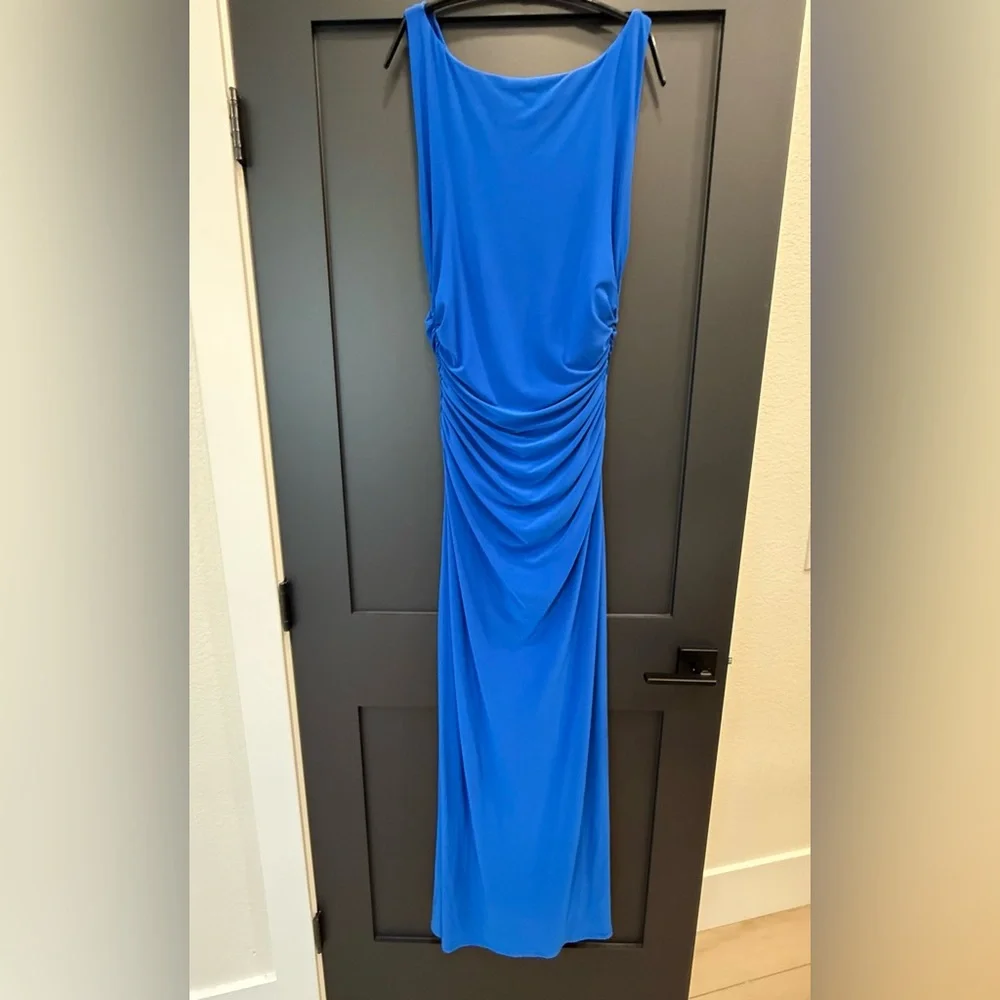 Ralph Lauren Royal Blue Ruched Sleeveless Long Gown Size 10 - Picture 6 of 7